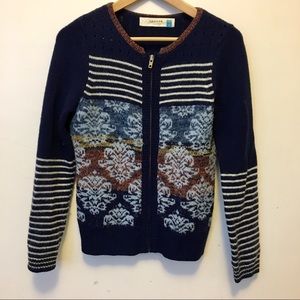 Anthropologie Wool Zip Up Sweater